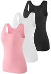 Vislivin Womens Supersoft Vest Tops Stretch Casual Tank Tops 3 Pack Black/White/Pink-1 M