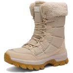 Dhinash Women's Snow Boots Waterproof Winter Boots Warm Anti-Slip Ankle Boots Fur Lined Booties Ladies Short Boots Outdoor Shoes Walking Boots Trekking Boots Hiking Boots Beige 5UK