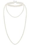 BABEYOND Long Pearl Choker Necklace - Faux Pearl Chain Necklace Pearl Jewelry Set for Women 20s Flapper Accessories, Faux Pearl and Crystal, Created Pearl