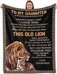 TURMTF to My Daughter Blanket, Daughter Gifts from Dad, Chrismas Day Birthday Gifts for Daughter, Daughter Lion Throw Blanket Graduation Encouragement Gifts(Lion, 50X60)