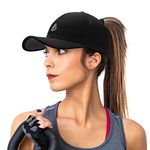 Gisdanchz Ponytail Hat for Women Performance Running Hat Womens Baseball Cap Quick Dry Golf Tennis Workout Gym Exercise Hats for Women Summer Pony Cap Ponyback Hat Casquette Femme, Black