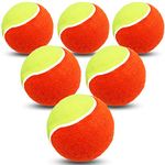 FINGER TEN Kids Tennis Balls Soft Elastic Low Compression Stage Pressureless Bulk Training Tool Color Orange for Outdoor Youth Beginner Practice (6 Pack in Orange)