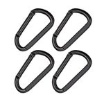 OWAYOTO Black Spring Snap Hook Carabiner Clip Heavy Duty 3 Inch D Shape Steel Clip Link Buckle M8x80mm 4pcs