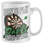 Gifts for Dad, Born to Play Darts, Funny Mugs, Novelty Gifts for Him Mug Grandad Birthday Fathers Day, White, One Size