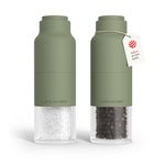 LARS NYSØM Salt and Pepper Grinder Set Stainless Steel with Adjustable Grinder I Bottle Design Spice Mills Set Manual (Sage Green)