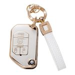 CACARLIKE for Jeep Key Fob Cover with Leather Lanyard, Car Key Fob Case Compatible with 2018 2019 2020 2021 2022 Jeep Wrangler Gladiator JL JLU Rubicon Smart Key Protector Holder