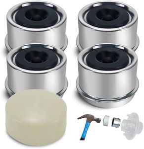 COMVERIX 1.98" Trailer Hub Caps (4PCS) with Rubber Plugs & Installation Tool Snug-Fit, Rust-Resistant Bearing Dust Caps for 2000-3500 lb Axles Protects Trailer Hubs from Dirt and Moisture