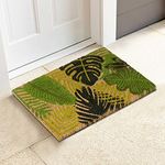 HOKIPO 40x60 cm Natural Coconut Coir Mat for Entrance with Antislip PVC Backing, Green (IN-473)