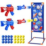 Toyvian Shooting Game Toy for Age 6, 7, 8, 9, 10+ Year Old Children, Boys- 2PCS Foam Blaster Air Guns& 24Pcs Foam Balls& Standing Shooting Game Target, Birthday Gift Party Game Toy for Boys Girls