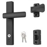 Ideal Security Keyed Lever Mount Latch with Deadbolt, Matte Black - Surface Mount Storm Door Handle Replacement, 2 Posts, for Out-swinging Doors