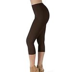 SATINA High Waisted Leggings for Women | Women’s Leggings in Capri & Full Lengths | Yoga Pants | Regular & Plus Sizes Brown