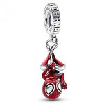 Marvel Spider-Man sterling silver dangle with black and transparent red enamel