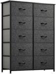 YITAHOME 10 Drawer Dresser - Fabric Storage Tower, Organizer Unit for Bedroom, Living Room, Hallway, Closets - Sturdy Steel Frame, Wooden Top & Easy Pull Fabric Bins