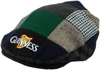 Guinness Official Merchandise Harp Embroidered Flat Cap Men's Hat Black/Grey/Cream Large