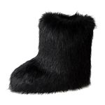 ChicWind Women's Faux Fur Winter Boots Mid-Calf Snow Boots Halloween Costume Boots Black 10