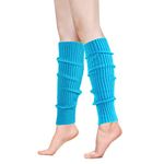 ONUPGO Leg Warmers for Women 80s Party Accessories 80s Neon Knit Ribbed Leg Warmers Girls Junior Winter Leg Warmers Socks, Sky Blue, Normal