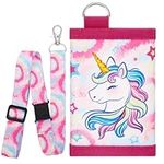 Kids Wallet - Unicorn Wallet for Girls Ages 4-12 Trifold Toddler Wallet with Lanyard Zippered Coin Pocket Card Holders Wallets Kids Purse Wallet Women Christmas Birthday Gift for Children