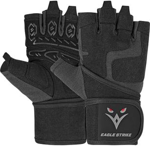 Eagle Strike 2024 Design Workout Gloves – Full Protection with Wrist Support Strap, Extra Silicone Grip Palm – Gym Gloves for Men & Women (Black, XXL)