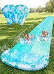 JOYIN 22.5ft/685.8cm Water Slides and 2 Bodyboards, Lawn Water Slide Summer Slip Waterslides Water Toy with Build in Sprinkler for Backyard Outdoor Water Fun for Kids,Blue,Light Blue