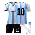 RioRand Soccer Jersey Set #10 Youth Kids Football Sports Fans Shorts Kit for Boys and Girls (Blue, 28)