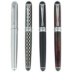 4 PCS Jinhao X750 Fountain Pen Set, 4 Colors (Black, Red, Silver, Checked), Medium Nib With Ink Converter, Silver Trim, Gift Box