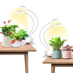 Wiaxulay Grow Light, Full Spectrum Halo Clip Plant Light, 192 LEDs Growing Lamp with Gooseneck, Auto Timer 6/12/16 Hrs, 3 Lighting Mode, 5 Brightness Levels for Seedlings Succulents, 2 Pack (3.5in)