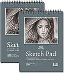 100 Sheets 9x12" Smooth Sketch Pad for Drawing 2 pack - Spiral Bound Sketch Book for Drawing & Sketching - Drawing paper pad for Adults, Kids & Artists - Acid-Free Pads for Pencil, Pen, Marker