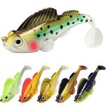 GOTOUR Fishing Lures Bass Lures for Freshwater Saltwater, Pre-Rigged Soft Plastic Swimbait Paddle Tail Weedless Bass Lures, Fishing Gifts for Men