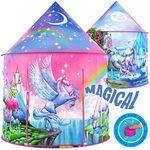 W&O Unicorn Sparkle Play Tent with Magical Unicorn Sounds - Captivating Pop Up Tent for Girls - Perfect for Indoor & Outdoor Play