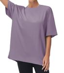 THE GYM PEOPLE Women's Casual Oversized T-Shirts Summer Crewneck Short Sleeve Workout Basic Tee Tops Grey Purple