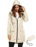 LOMON Womens Lightweight Raincoat Hooded Waterproof Active Outdoor Quick Dry Rain Jacket Beige M