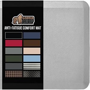 Gorilla Grip Anti Fatigue Standing Desk Mat, Thick Cushioned Kitchen Floor Mats, Washable Stain Resistant, Supportive Comfort Padded Rug, Large Ergonomic Office Antifatigue Runner Pad 32x20 Light Gray