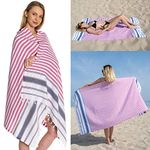 DEMMEX 100% Turkish Cotton Beach Towel - Oversized, Quick Dry, Sand Free, Compact, Thin, Lightweight - Turkish Hammam Peshtemal Beach Towel Blanket, Made in Turkey, Prewashed, 70x35 Inches