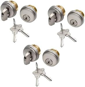 Storefront Double Cylinder Door Lock — Solid Brass Adams Rite Mortise Cylinder with SC Keyway & Keys, Commercial Replacement for Aluminum/Glass Storefront Doors (Silver, 3 Sets Cylinder + Thumbturn)