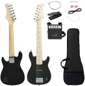 Saturnpower 30" Beginner Electric Guitar with 5W Amp and Accessories Pack Guitar Bag for Kids/Girls/Boys/Beginners (Black)