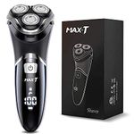 Men's Electric Razor MAX-T Quick Rechargeable Rotary Shaver with LCD Display Pop Up Trimmer IPX7 100% Waterproof Wet & Dry Electric Shaver