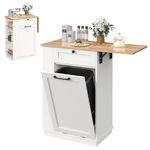 YITAHOME Sideboard with Trash Bin Hamper, Tilt Out Trash Cabinet with Top Extension Board and Side storage, Hidden Garbage Bin Cabinet, Freestanding Kitchen Island, No Trash Can