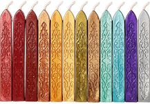 Bememo 12 Pieces Sealing Wax Sticks with Wicks Antique Fire Manuscript Sealing Wax for Wax Seal Stamp (12 Colors A)