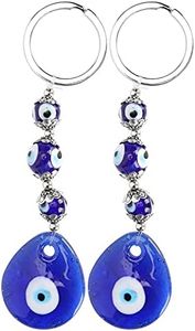 2Pcs Evil Eye Keychains, Turkish Blue Evil Eye Charms Pendants Crafting Glass Beads Keychain with Keyring, Car Hanging Ornament Jewelry Accessories Amulet Decorations for Good Luck