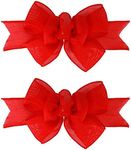 Meseey 2 Pcs Red Burlap Wired Ribbon Handmade Premade Burlap Bows for Wreaths Tree Decorations Gift Wrapping Outdoor Decoration (Red)