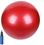 HCE Gym Ball, 55cm Balancing Yoga Ball Chair Stability Commercial Swiss Pilates Birthing Ball, Anti-Burst Extra Thick Exercise Ball - Slip-Resistant 300lbs Home & Gym Workout - Free Pump (Red)