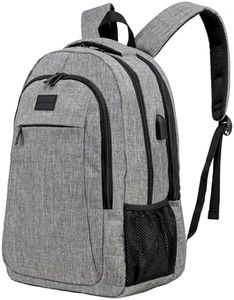 (Not Made In China) Travel Laptop Backpack For Men and Women, Airline Approved Carry On Bag, Holds 15.6" Computer, USB Charging Port (Magellan, Gray, 2 Pack)