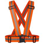 High Visibility Protective Safety Reflective Vest Belt Jacket, Night Cycling Reflector Strips Cross Belt Stripes Adjustable Vest (Orange)