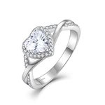 JO WISDOM Promise Rings for Women 925 Sterling Silver Infinity Heart Halo Promise Ring for Her, Sterling Silver, Cubic Zirconia
