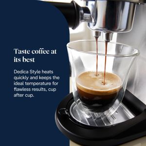 DeLonghi Dedica Espresso Machine – Silver Compact Coffee Maker
