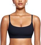 INLYRIC Women's Bralettes Wireless Cami Sports Bras No Underwire Bra Top Sleep Unlined Comfort Spaghetti Strap Pullover Bra Black X-Small