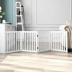 KRAFTEE Foldable Safety Gate - Wooden - Freestanding - Foldable Pet Fence for Doorways and Stairs - Ideal for Kids and Dogs 3-Panel Measures L-54 x H-22 inches. (White 4 Panel)