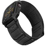 SUNFWR Bands Compatible with Apple Watch 44mm 45mm with Case,Rugged Velcro Sport Apple Watch Strap with Protective Cover for iwatch Series 9/8/7/6/5/4/SE for Men(Black Black Tags)