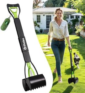 IPETBA 32" XL Dog Pooper Scoopers with Dog Waste Bag Dispenser, 4-in-1 No Bending Foldable Long Handle Portable Pet Poop Picker Upper Non-Breakable Durable Spring for Gravel Dirt Grass