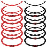 10 Pcs Red Black Fate Matching Couples Bracelets Infinity Love Lucky Bracelet Amulet Handmade Lucky Knot Bracelet for Friends Lover Long Distance Gift, nylon